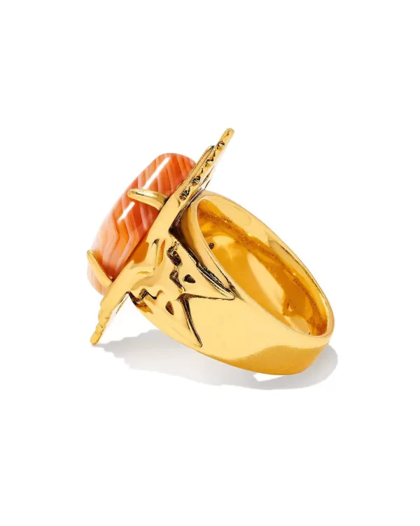 Cass Vintage Gold Cocktail Ring In Orange Banded Agate^Kendra Scott Shop