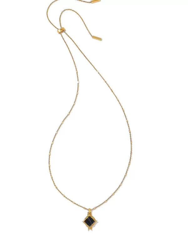Cass Vintage Gold Long Pendant Necklace In Black Banded Agate^Kendra Scott Store