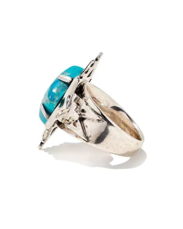 Cass Vintage Silver Cocktail Ring In Variegated Dark Teal Magnesite^Kendra Scott Cheap