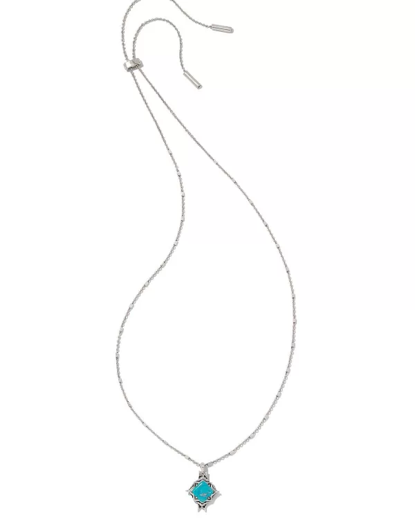 Cass Vintage Silver Long Pendant Necklace In Variegated Dark Teal Magnesite^Kendra Scott Best Sale