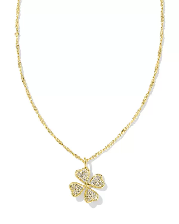 Clover Gold Crystal Short Pendant Necklace In White Crystal^Kendra Scott Online
