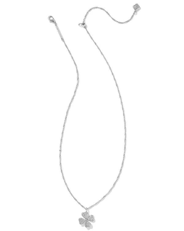 Clover Silver Crystal Short Pendant Necklace In White Crystal^Kendra Scott Fashion