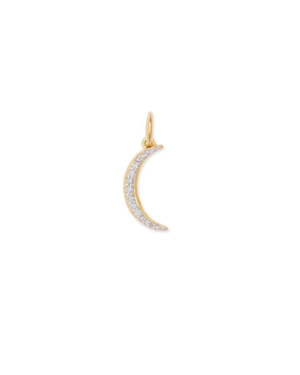 Crescent Moon 18K Gold Vermeil Charm In White Diamond^Kendra Scott Discount