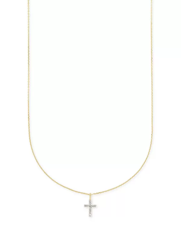 Cross 14K Yellow Gold Pendant Necklace In White Diamonds^Kendra Scott Discount