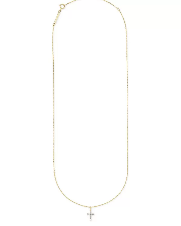 Cross 14K Yellow Gold Pendant Necklace In White Diamonds^Kendra Scott Discount