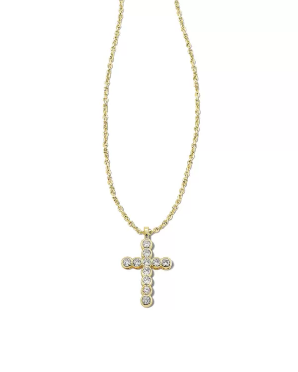 Cross Gold Pendant Necklace In White Crystal^Kendra Scott Outlet