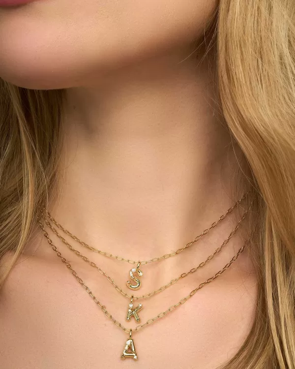 Crystal Letter A Gold Short Pendant Necklace In White Crystal^Kendra Scott Best Sale