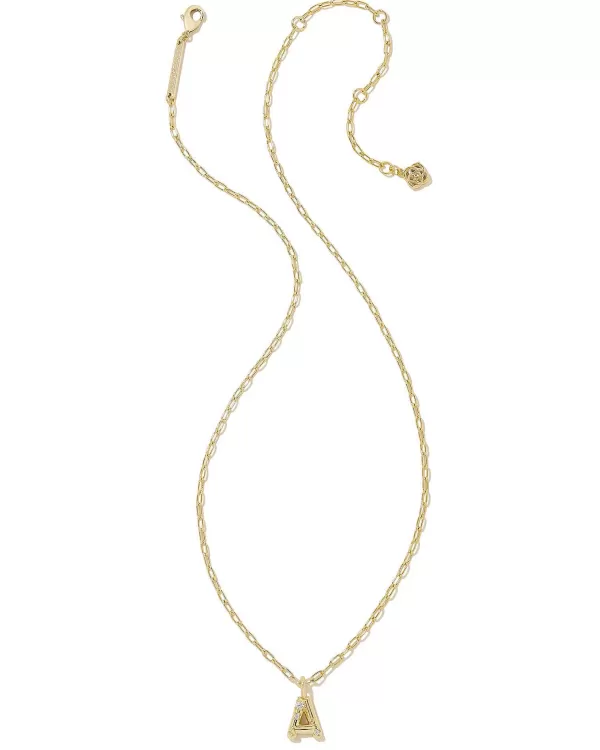 Crystal Letter A Gold Short Pendant Necklace In White Crystal^Kendra Scott Best Sale
