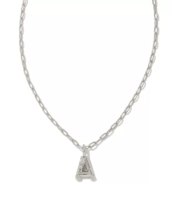 Crystal Letter A Silver Short Pendant Necklace In White Crystal^Kendra Scott Sale