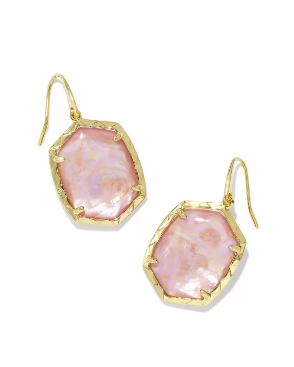 Daphne Gold Drop Earrings In Light Pink Iridescent Abalone^Kendra Scott Best Sale