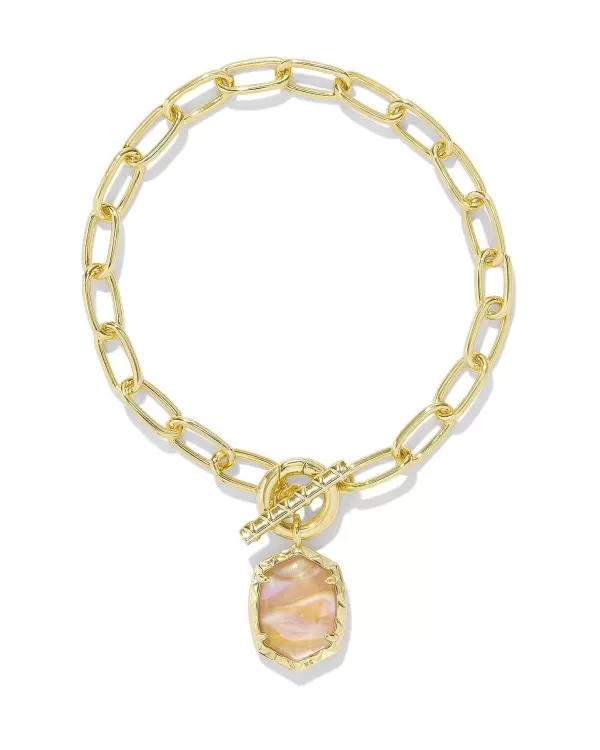 Daphne Gold Link And Chain Bracelet In Light Pink Iridescent Abalone^Kendra Scott Flash Sale