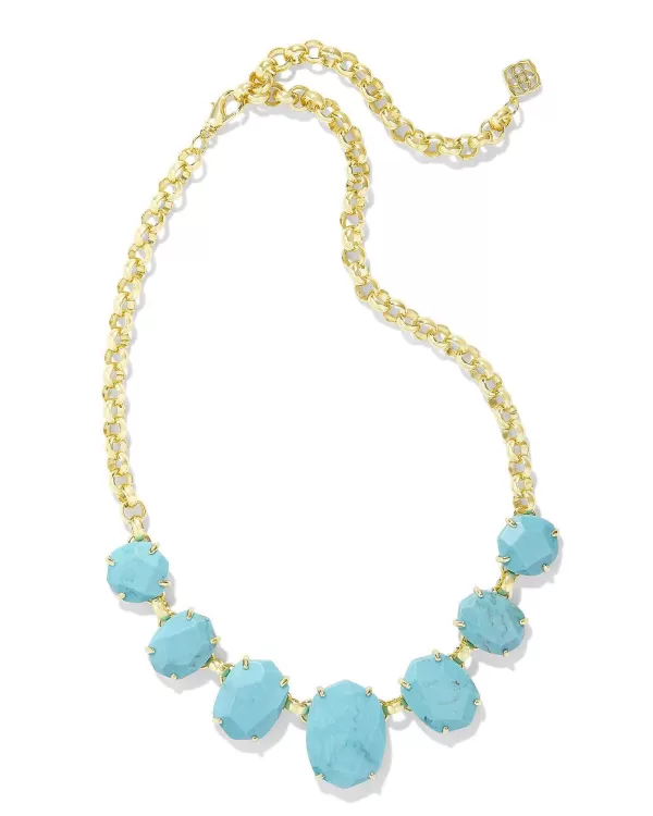 Daphne Gold Statement Necklace In Variegated Turquoise Magnesite^Kendra Scott Clearance