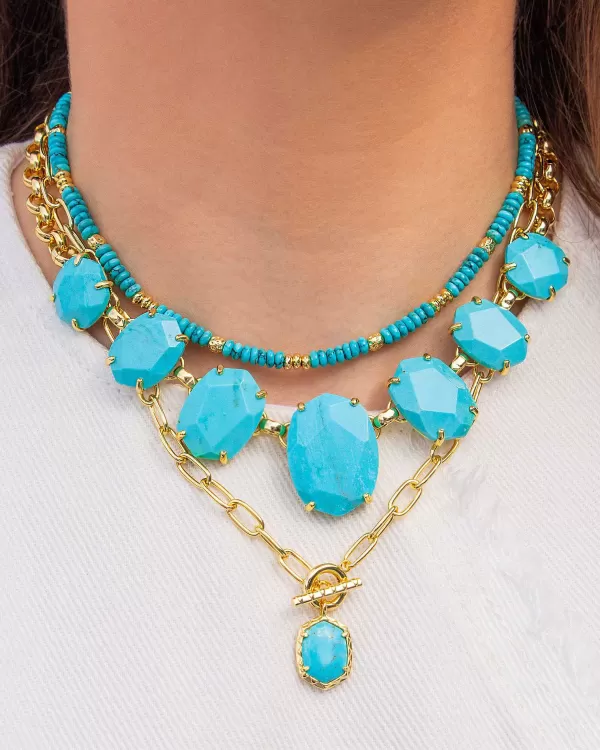 Daphne Gold Statement Necklace In Variegated Turquoise Magnesite^Kendra Scott Clearance