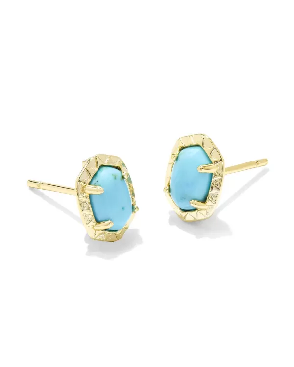 Daphne Gold Stud Earrings In Variegated Turquoise Magnesite^Kendra Scott Shop