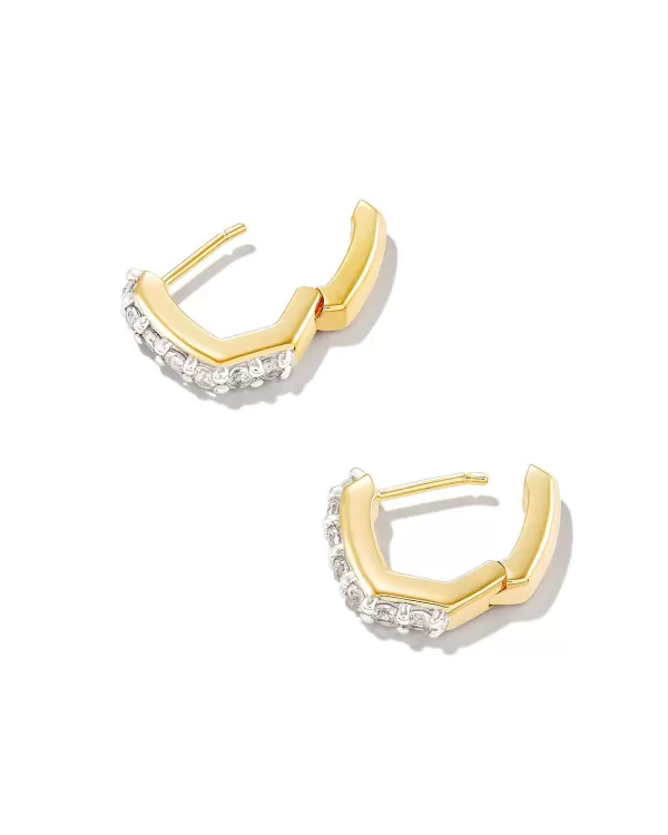 Davie 18K Gold Vermeil Huggie Earrings In White Topaz^Kendra Scott New