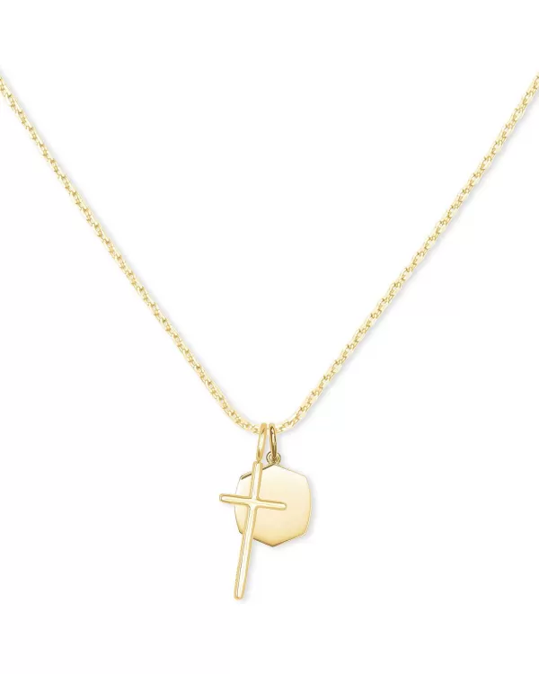 Davis Cross Charm Necklace In 18K Yellow Gold Vermeil^Kendra Scott Best Sale