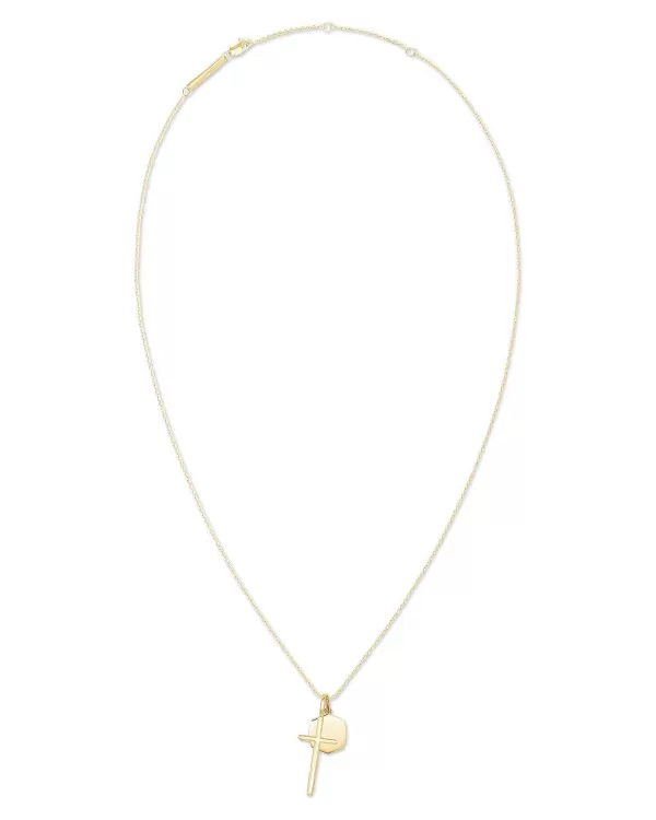 Davis Cross Charm Necklace In 18K Yellow Gold Vermeil^Kendra Scott Best Sale