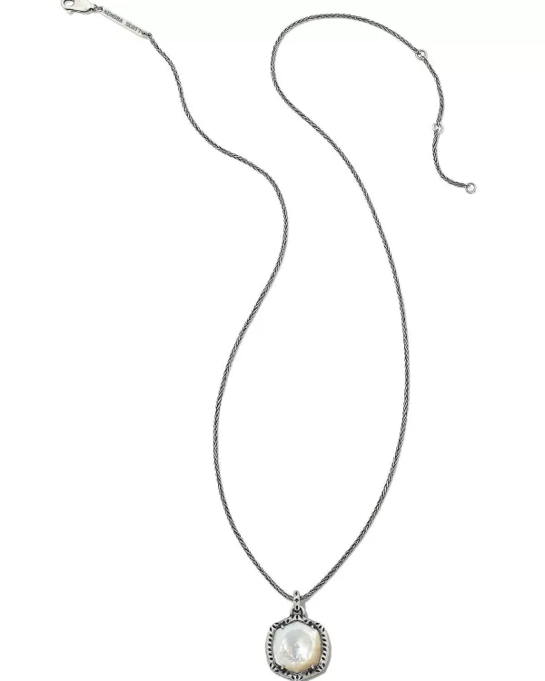 Davis Oxidized Sterling Silver Etch Frame Short Pendant Necklace In Ivory Mother-Of-Pearl^Kendra Scott Fashion