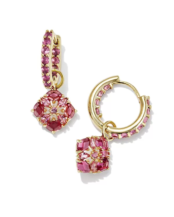 Dira Convertible Gold Crystal Huggie Earrings In Pink Mix^Kendra Scott Clearance