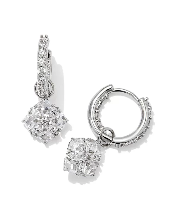 Dira Convertible Silver Crystal Huggie Earrings In White Crystal^Kendra Scott Hot