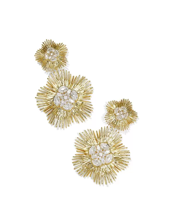 Dira Gold Crystal Statement Earrings In White Mix^Kendra Scott Outlet