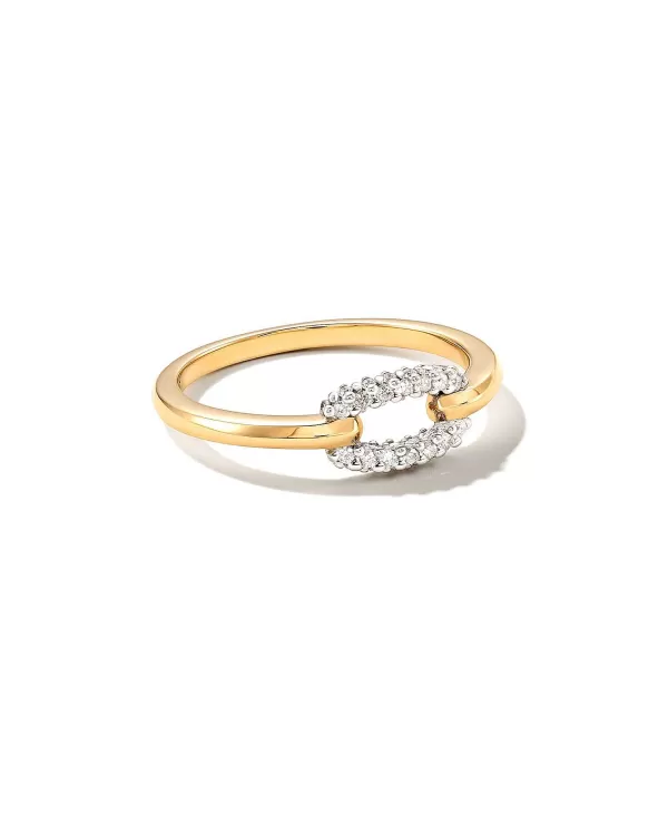 Elisa 14K Yellow Gold Interlocking Band Ring In White Diamond^Kendra Scott Discount