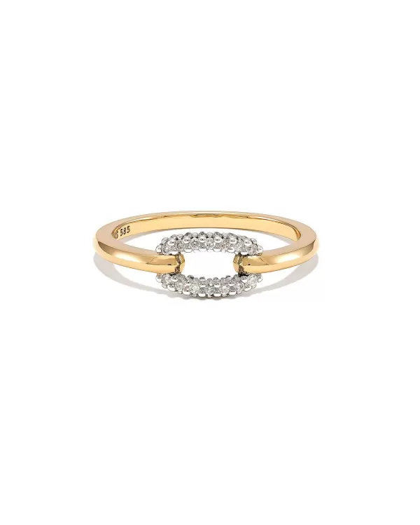 Elisa 14K Yellow Gold Interlocking Band Ring In White Diamond^Kendra Scott Discount