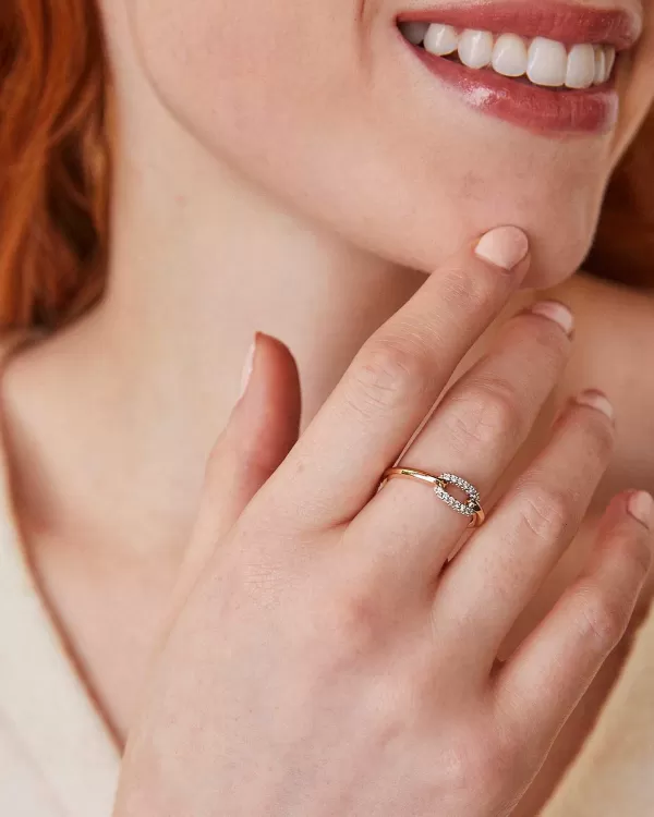 Elisa 14K Yellow Gold Interlocking Band Ring In White Diamond^Kendra Scott Discount