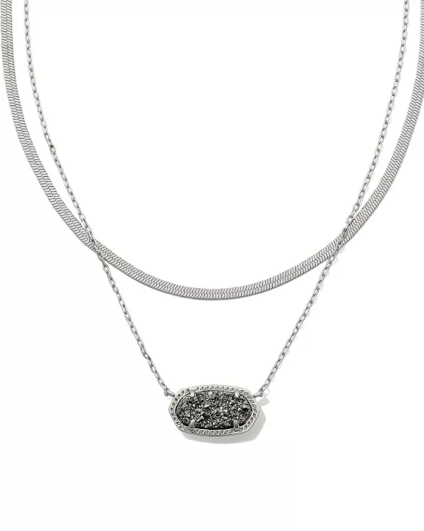 Elisa Herringbone Silver Multi Strand Necklace In Platinum Drusy^Kendra Scott Shop