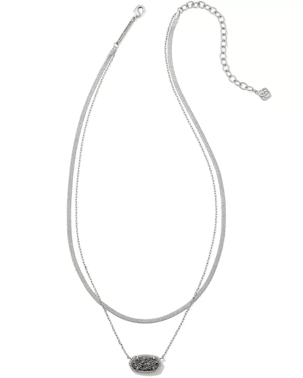 Elisa Herringbone Silver Multi Strand Necklace In Platinum Drusy^Kendra Scott Shop