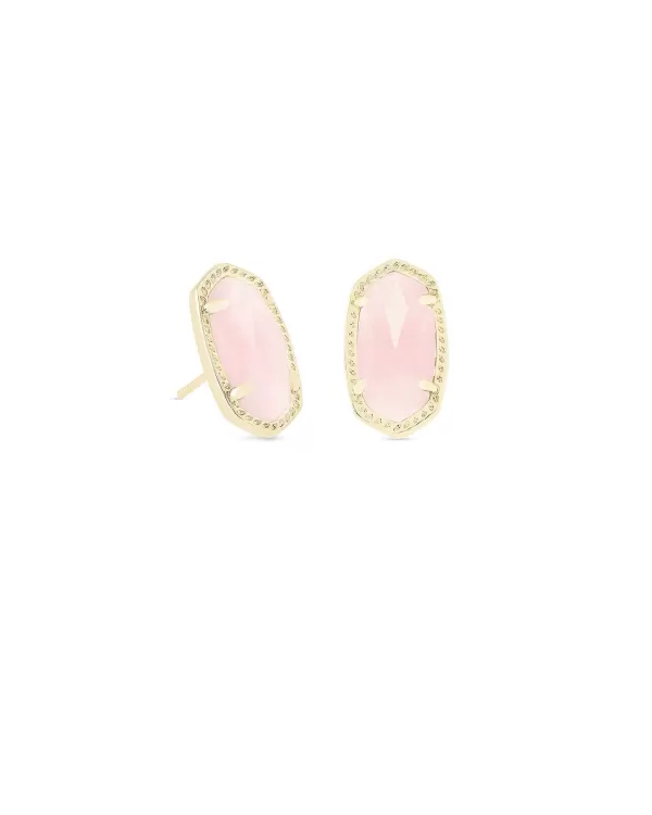 Ellie Gold Stud Earrings In Rose Quartz^Kendra Scott Clearance