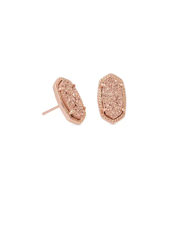 Ellie Rose Gold Stud Earrings In Rose Gold Drusy^Kendra Scott Flash Sale