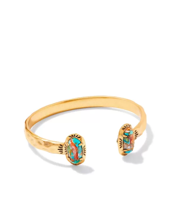 Elton Vintage Gold Etch Frame Cuff Bracelet In Bronze Veined Turquoise Magnesite Red Oyster^Kendra Scott Online