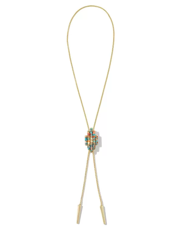 Ember Gold Bolo Necklace In Bronze Veined Turquoise Magnesite Red Oyster^Kendra Scott Flash Sale