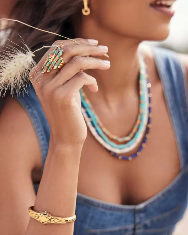 Ember Gold Cocktail Ring In Bronze Veined Turquoise Magnesite Red Oyster^Kendra Scott Clearance