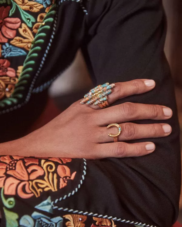 Ember Gold Cocktail Ring In Bronze Veined Turquoise Magnesite Red Oyster^Kendra Scott Clearance