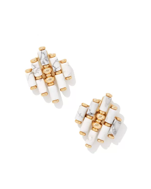 Ember Gold Statement Stud Earrings In White Howlite^Kendra Scott Cheap