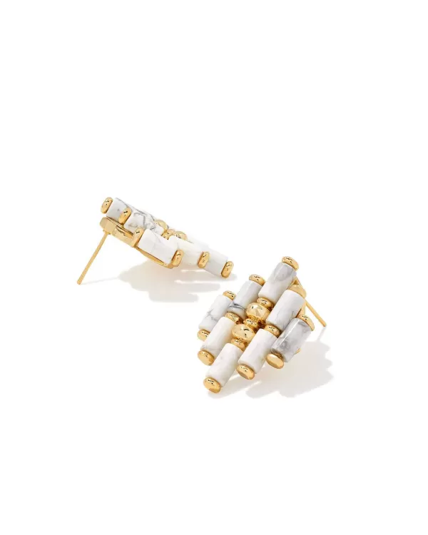 Ember Gold Statement Stud Earrings In White Howlite^Kendra Scott Cheap