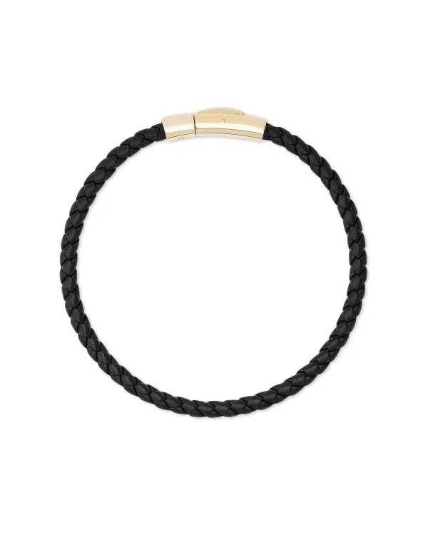 Evans 18K Yellow Gold Vermeil Corded Bracelet In Black Leather^Kendra Scott Flash Sale