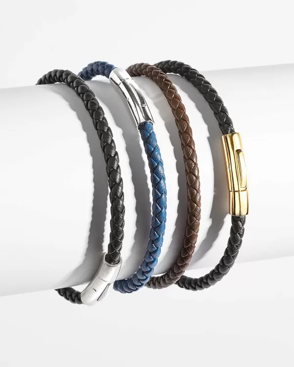 Evans 18K Yellow Gold Vermeil Corded Bracelet In Black Leather^Kendra Scott Flash Sale