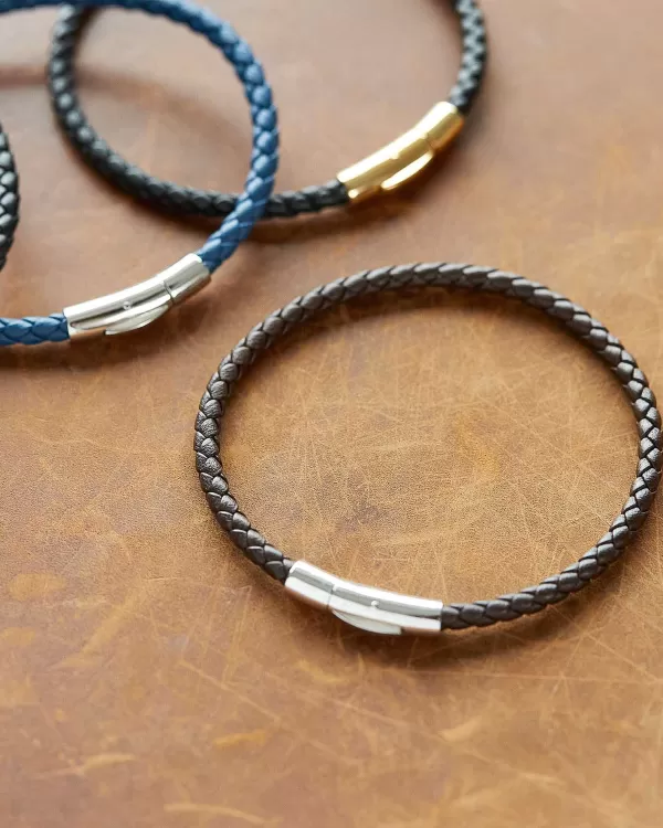 Evans Sterling Silver Corded Bracelet In Black Leather^Kendra Scott Cheap