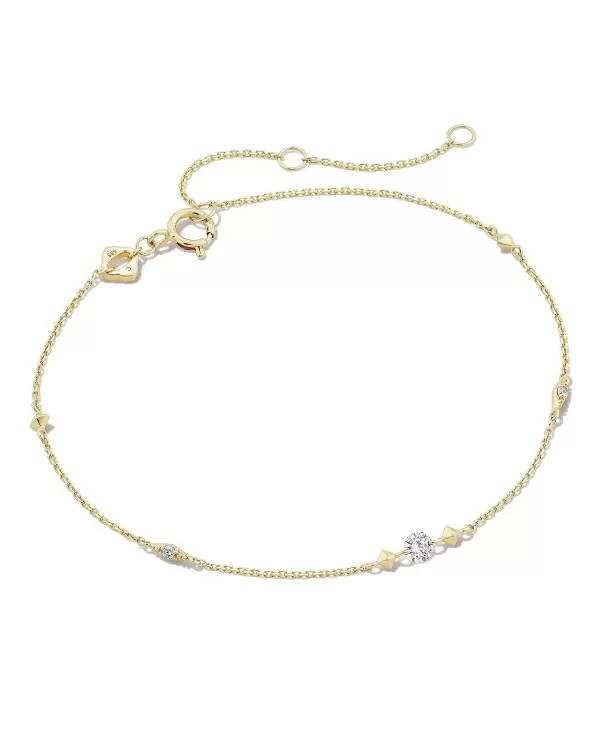 Floating Lab Grown White Diamond Delicate Chain Bracelet In 14K Yellow Gold^Kendra Scott Cheap