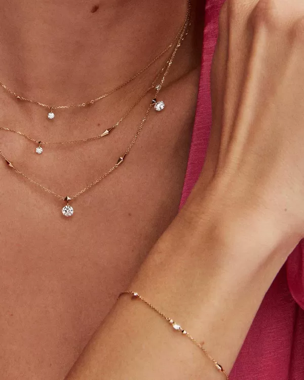 Floating Lab Grown White Diamond Delicate Chain Bracelet In 14K Yellow Gold^Kendra Scott Cheap