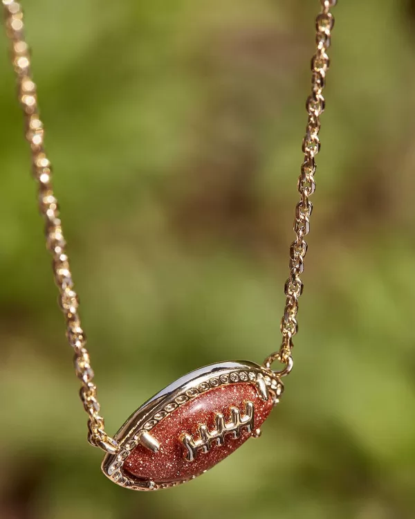 Football Gold Short Pendant Necklace In Orange Goldstone^Kendra Scott Fashion