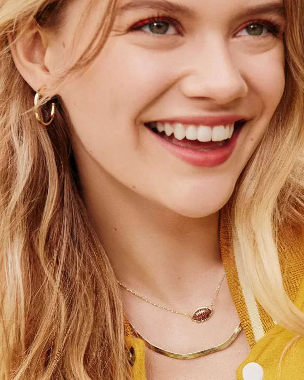 Football Gold Short Pendant Necklace In Orange Goldstone^Kendra Scott Fashion