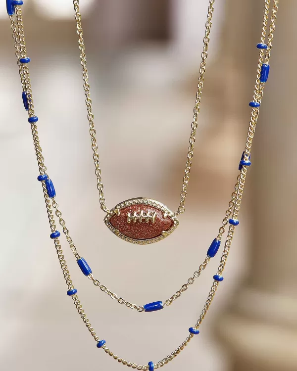 Football Gold Short Pendant Necklace In Orange Goldstone^Kendra Scott Fashion