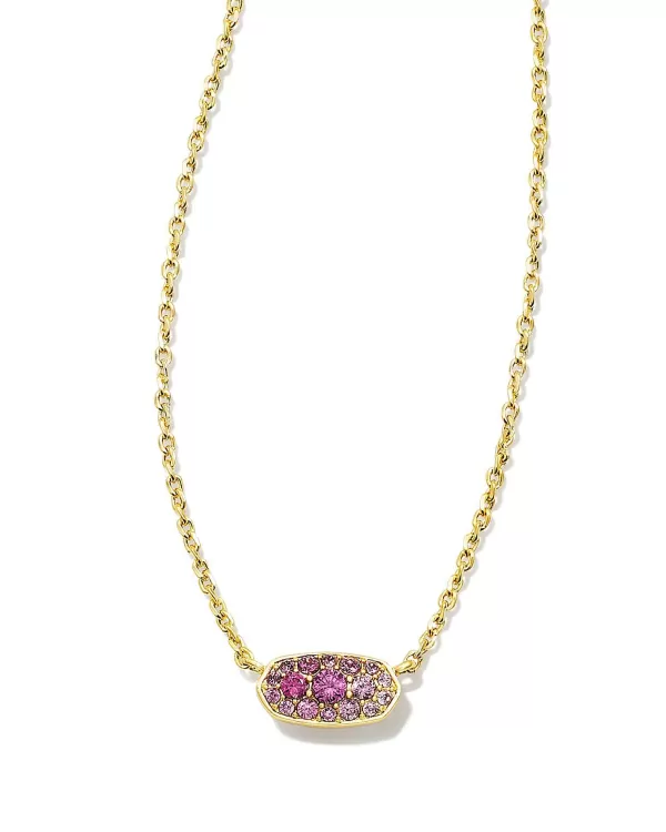 Grayson Gold Crystal Pendant Necklace In Pink Ombre^Kendra Scott Clearance