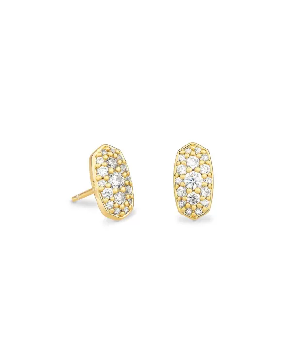 Grayson Gold Stud Earrings In White Crystal^Kendra Scott Hot