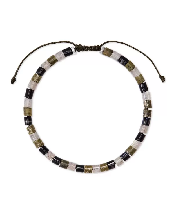 Grey Oxidized Sterling Silver Corded Bracelet In Olive Mix^Kendra Scott Clearance