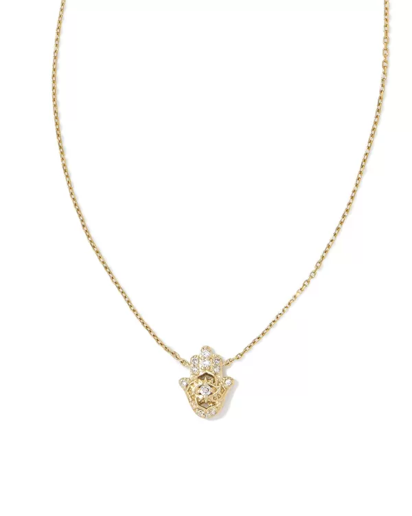 Hamsa 14K Yellow Gold Pendant Necklace In White Diamond^Kendra Scott Flash Sale